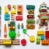 colorful toys organized in a rectangle